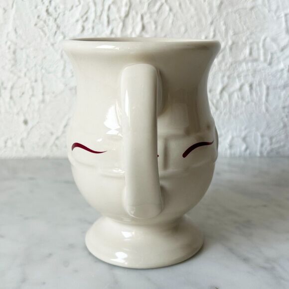 Longaberger Pottery Grandmug Footed Latte Cup Woven Traditions Red - Picture 4 of 7